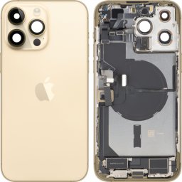 Capac Baterie Apple iPhone 14 Pro Max, Cu Carcasa Mijloc, Full Parts, Auriu, Swap Premium