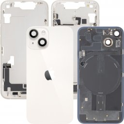 Capac Baterie Apple iPhone 14, Cu Carcasa Mijloc, Full Parts, Alb (Starlight), Swap Premium