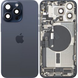 Capac Baterie Apple iPhone 15 Pro Max, Cu Carcasa Mijloc, Full Parts, Albastru (Blue Titanium), Swap Premium