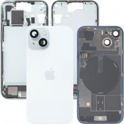 Capac Baterie Apple iPhone 15, Cu Carcasa Mijloc, Full Parts, Albastru, Swap Premium