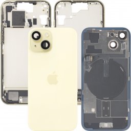 Capac Baterie Apple iPhone 15, Cu Carcasa Mijloc, Full Parts, Galben, Swap Premium