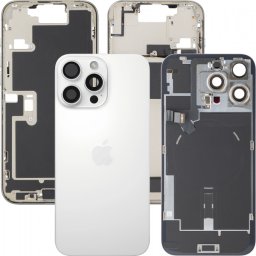 Capac Baterie Apple iPhone 16 Pro Max, Cu Carcasa Mijloc, Full Parts, Alb (White Titanium), Swap Premium