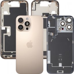 Capac Baterie Apple iPhone 16 Pro Max, Cu Carcasa Mijloc, Full Parts, Auriu (Desert Titanium), Swap Premium
