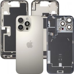 Capac Baterie Apple iPhone 16 Pro Max, Cu Carcasa Mijloc, Full Parts, Bej (Natural Titanium), Swap Premium