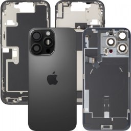 Capac Baterie Apple iPhone 16 Pro Max, Cu Carcasa Mijloc, Full Parts, Negru (Black Titanium), Swap Premium