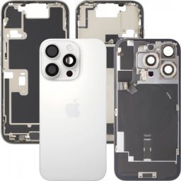 Capac Baterie Apple iPhone 16 Pro, Cu Carcasa Mijloc, Full Parts, Alb (White Titanium), Swap Premium
