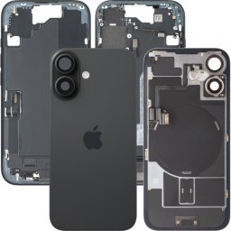 Capac Baterie Apple iPhone 16, Cu Carcasa Mijloc, Full Parts, Negru, Swap Premium