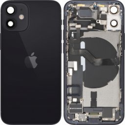 Capac Baterie Apple iPhone 12 mini, Cu Carcasa Mijloc, Full Parts, Negru, Swap Premium