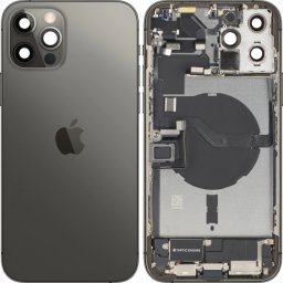 Capac Baterie Apple iPhone 12 Pro Max, Cu Carcasa Mijloc, Full Parts, Gri (Graphite), Swap Premium