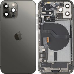 Capac Baterie Apple iPhone 12 Pro, Cu Carcasa Mijloc, Full Parts, Gri (Graphite), Swap Premium