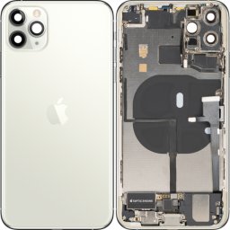 Capac Baterie Apple iPhone 11 Pro Max, Cu Carcasa Mijloc, Full Parts, Argintiu (Matte Silver), Swap Premium