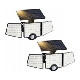 Set 2 Lampi Solare Exterior LEPRO 640003-DW, 14W, 1200lm, Senzor Miscare si Crepuscular, 3 Capete, IP65