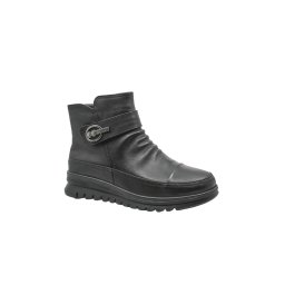 Ghete casual-chic Feeling negre din piele naturală, cu baretă decorativă FLG9023-41 EU