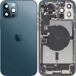 Capac Baterie Apple iPhone 12 Pro Max, Cu Carcasa Mijloc, Full Parts, Albastru (Pacific Blue), Swap Premium
