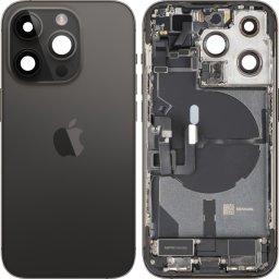 Capac Baterie Apple iPhone 14 Pro, Cu Carcasa Mijloc, Full Parts, Negru (Space Black), Swap Premium