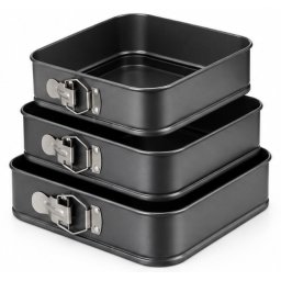 Set 3 Forme Patrate pentru Tort cu Fund Detasabil 12 / 15 / 18 cm