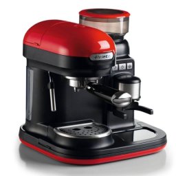 Espressor manual Ariete ESPRESSO MODERNA 1318/00, 1080W, 15 bar, 0.8 L, Rasnita de cafea incorporata, Spumare lapte, Rosu