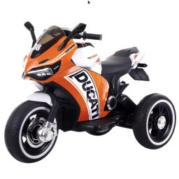Motocicleta electrica pentru copii HT-6188, sezut piele, acceleratie pe maner, 2-8 ani, Portoccaliu