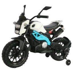 Motocicleta electrica copii Enduro DLS01, 12V, suspensie, MP3, roti ajutatoare, 3-8 ani, albastru