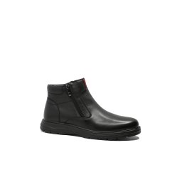Ghete negre Mels bărbați din piele naturală, îmblănite, cu fermoare laterale FNX52681-41 EU