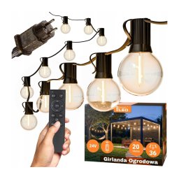 Ghirlandă decorativă LED reglabilă pentru exterior 36xE12/1W/24/230V 22,35 m IP65 neagră + telecomandă