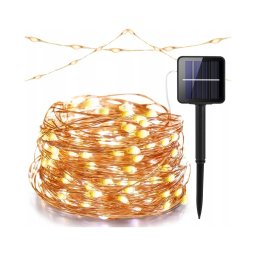 Ghirlandă solară decorativă cu LED, 200 LED/1,2 V, 800 mAh, 12 m, IP44, negru