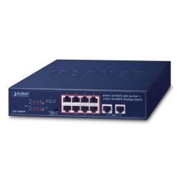 Switch PLANET FSD-1008HP network switch Unmanaged Fast Ethernet (10/100) Power over Ethernet (PoE) 1U Blue