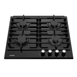 Plita NHBG-6421BKF, aprindere buton, sticla neagra, gratar fonta, Negru