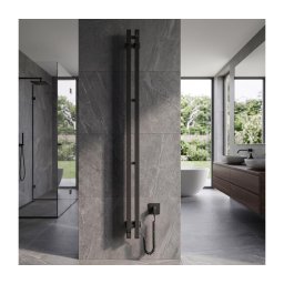 Vertaduro - Încălzitor electric pentru prosoape cu termostat VEO 106W/230V 150x9 cm IP44, negru, pe partea dreaptă