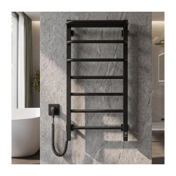 Vertaduro - Radiator electric de baie cu termostat DOR 155W/230V 80x48 cm IP44 negru stânga