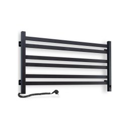 Vertaduro - Radiator de baie tip scăriță cu termostat AVA 181W/230V 50x90 cm IP44 negru, cu racordare pe partea stângă