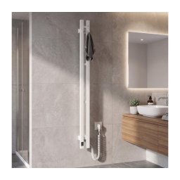 Vertaduro - uscător electric de prosoape cu termostat VEO 70W/230V 120x9 cm IP44 alb, pe partea dreaptă