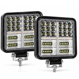 Set 2 Proiectoare LED Auto 114W Lumina Alba si Semnal Galben Off Road
