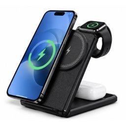 Incarcator Wireless 3 in 1 Andowl A20 de 20W Statie de incarcare pentru Telefon Smartwatch si Casti