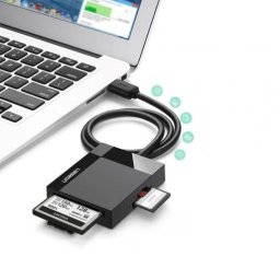 CARD READER extern Ugreen, "CR125" interfata USB-A 3.0, citeste/scrie: micro-SD/SD/TF viteza pana la 100Mbps, suporta carduri maxim 2 TB, lungime cablu 0.5m, gri "30333" (timbru verde 0.03 lei) - 6957303833337