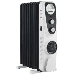 Calorifer electric Heinner HOH-MVT11WH-BK, 11 elementi, 2300 W, 3 trepte, alb-negru
