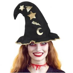 Pălărie de vrăjitoare cu model stele și lună – mărime universală