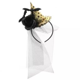 Bentiță de Halloween cu voal și liliac – aurie, mărime universală