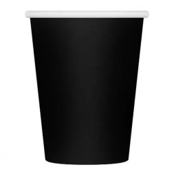 Pahar de hârtie colorată, negru, 250 ml, set de 6 bucăți