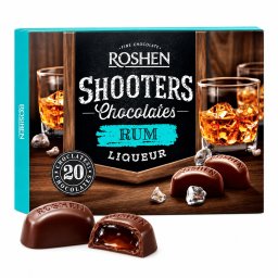Praline de ciocolată Roshen Shooters Rum Liqueur, cu cremă cu rom, 150 g
