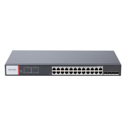Switch PoE Smart Managed Hikvision, 28 porturi, 24x Gigabit PoE, 2x Gigabit RJ45, 2x Gigabit SFP, buget PoE 230W, Long Range 300m, PoE Watchdog, VLAN, QoS, STP/RSTP, Link Aggregation, protectie 6kV, DS-3E1528P-EI/M