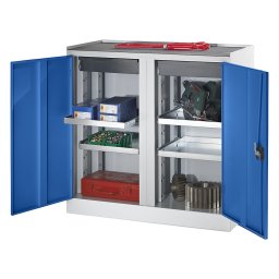 Dulap pentru unelte și furnizare unelte 2 sertare, 4 polițe, 1 perete despărțitor central