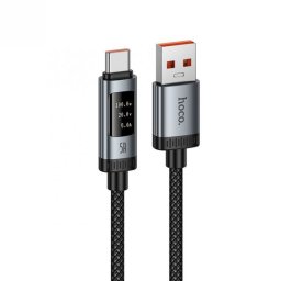 Cablu USB 2.0 type C la USB-A 100W cu display 1.2m Negru, Hoco U148