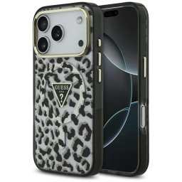Husa Guess Leopard Glitter MagSafe (GUHMP17XHLEGTGLK) - Husă telefon - compatibil cu Apple iPhone 17 Pro Max - MagSafe, Glitter - culoare Negru