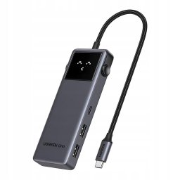 Docking Station 2x USB, 2x Type-C, HDMI, SD/TF Slot, 4K Ultra HD, Display LED - Uno 7in1 (75179) - Grey