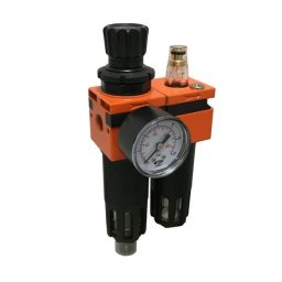 Grup complet tratare aer 2 elemente | OMG 729FR+LM_3/8 | Intrare/ieșire 3/8" | 18 bar | Filtru, regulator, lubrificator pneumatic