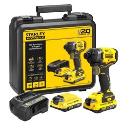Mașină de înșurubat cu impact Stanley FATMAX V20 SFMCF820D2K, 190 Nm, 2x acumulatori 18V 2.0 Ah, încărcător și valiză