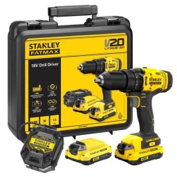 Mașină de găurit și înșurubat Stanley FatMax V20 SFMCD700C2K, 2 acumulatori 18 V/1.5 Ah, 50 Nm, valiză de transport