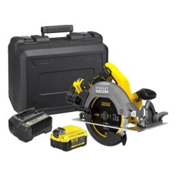 Fierăstrău circular de mână Stanley FatMax V20 SFMCS500M2K, disc 165 mm, 2 acumulatori 18 V/4,0 Ah, încărcător și valiză transport