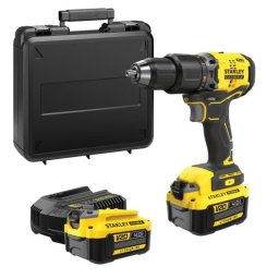 Mașină de găurit și înșurubat cu percuție Stanley FatMax V20 SFMCD715M2K, cuplu maxim 60 Nm, 2x acumulatori 18V 4.0Ah, încărcător și valiză